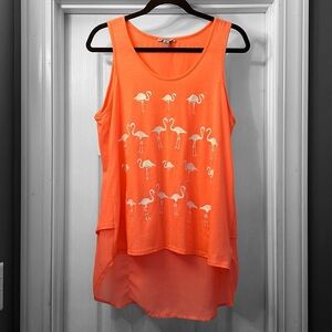 Guess Sheer Layered Flamingo Top